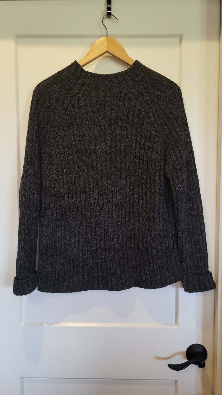 Vintage y2k  Express Tricot Charcoal Gray Ribbed Raglan Wool Blend Sweater Size